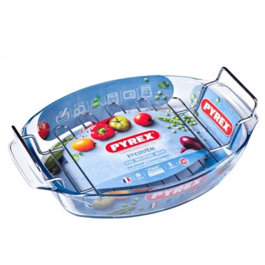 Plat Ovale Pyrex Avec Grill 4L - 39 X 27 CM - 412U000 - Transparent