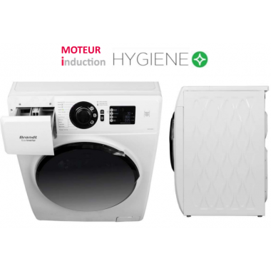 Lave-linge Brandt Frontale 10.5KG Eco Inverter - BAM102QWL - Blanc