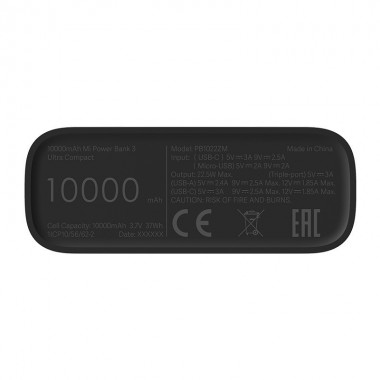 Power Bank Fast Xiaomi 10000mAh - 3 Ultra Compact - Noir