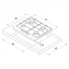 Plaque Encastrable Focus 4F - 60CM - F401B - Noir