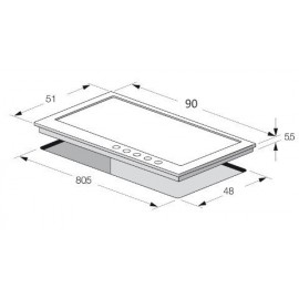 Plaque Encastrable Focus 5F - 90CM - F817X - Inox