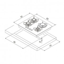 Plaque Encastrable Focus 4F - 60CM - F415B - Noir