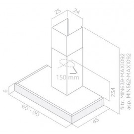 Hotte Focus Cheminée - 90cm - F918X - Inox