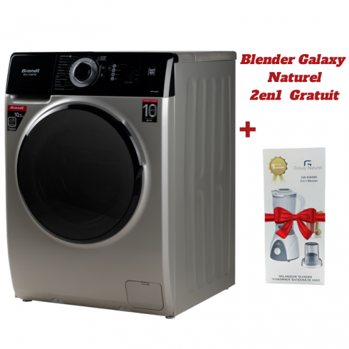 Lave-linge Brandt Frontale 10.5KG Eco Inverter - BAM104QVSBL - Silver