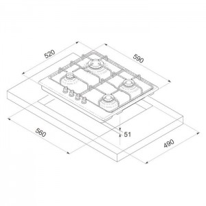 Plaque Encastrable Focus 4F - 60CM - F4015BS - Noir