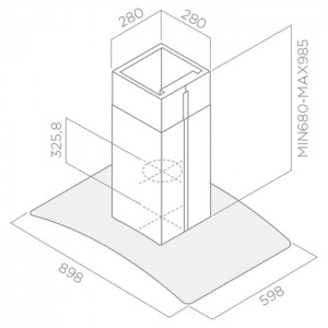 Hotte Focus Centrale - 90cm - F915X - Inox & Vitre