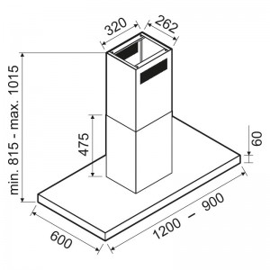 Hotte Focus Centrale - 90cm - Quadra 9000 - Inox & Noir