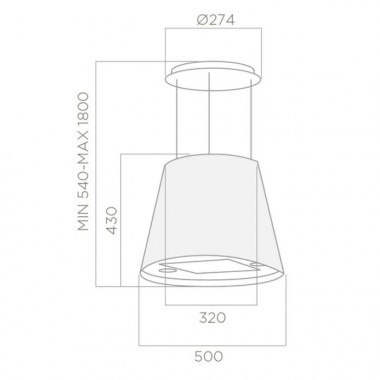 Hotte Focus Centrale - 50cm - LAGO