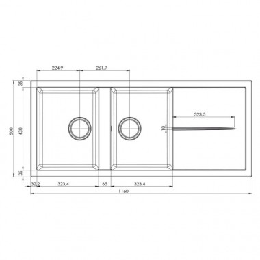 Évier Encastrable FOCUS  2 bacs -116 cm - FILO.116