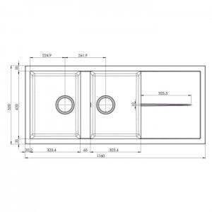 Évier Encastrable FOCUS  2 bacs -116 cm - FLIO.116