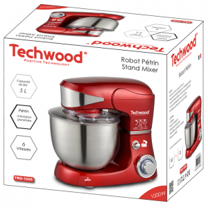 Robot Pétrin TECHWOOD 5L - 1000W - TRO-1055 - Rouge