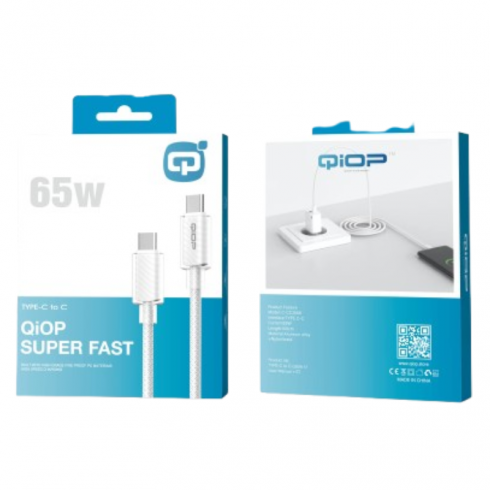 Câble Chargeur QIOP Type-C To Type-C - C-CC3006 - Blanc