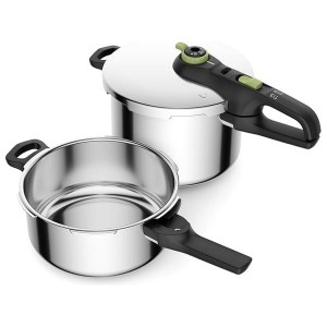 Cocotte Tefal 6L+4L - P2584300 - Inox & Noir
