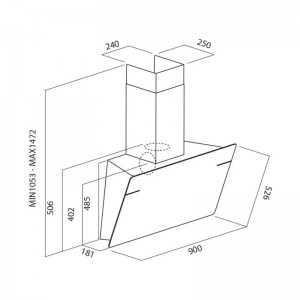 Hotte Focus Décorative - 90cm - BARETTA - Noir