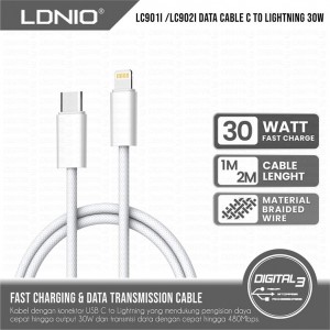 Câble Chargeur Ldnio Lightning - LC901i - Blanc