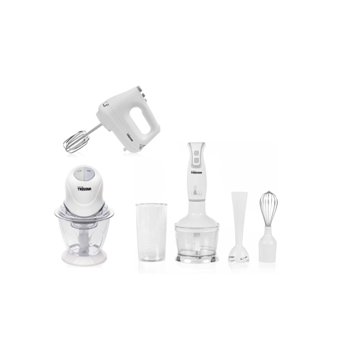 Pack Tristar Mini Hachoir + Mixeur 4 en 1 + Batteur à main – Blanc