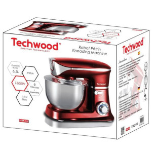 Robot Pétrin TECHWOOD 6.5L - 1300W - TCDR-135 - Rouge
