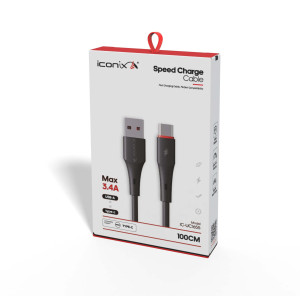 Cable Chargeur Iconix Rapide - IC-UC1655 - Noir