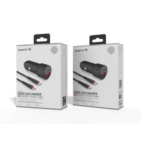 Chargeur de Voiture Rapide - IC-CH1720 - Noir