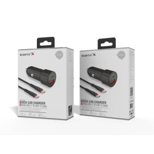 Chargeur de Voiture Rapide - IC-CH1720 - Noir