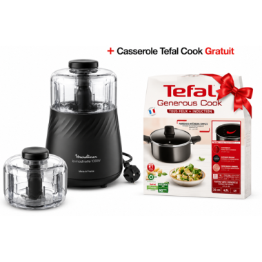 Moulinette Moulinex 0.3L - 1000W - DPA7R8M2 - Noir - Moulinex