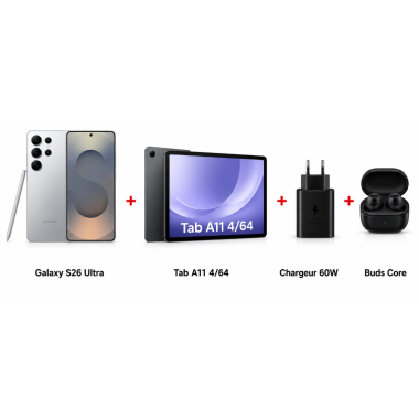 Pack Samsung Galaxy S26 Ultra + Galaxy Tab A11 + Chargeur 60W + Galaxy Buds Core - Samsung