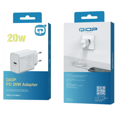 Chargeur QIOP PD 20W Type-C – Blanc - Qiop