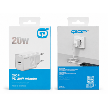 Chargeur QIOP PD 20W Type-C vers Lightning – Blanc - Qiop