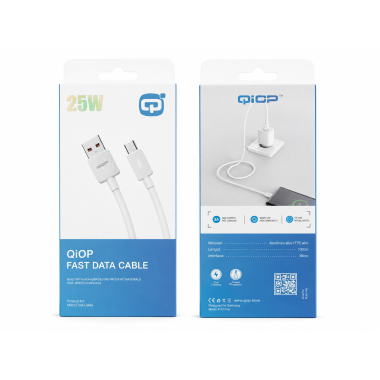 Câble QIOP 25W USB vers Micro – Blanc - Qiop