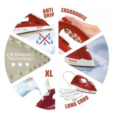 Fer À Repasser Tefal 2100W - FV1533L0 - Rouge & Blanc